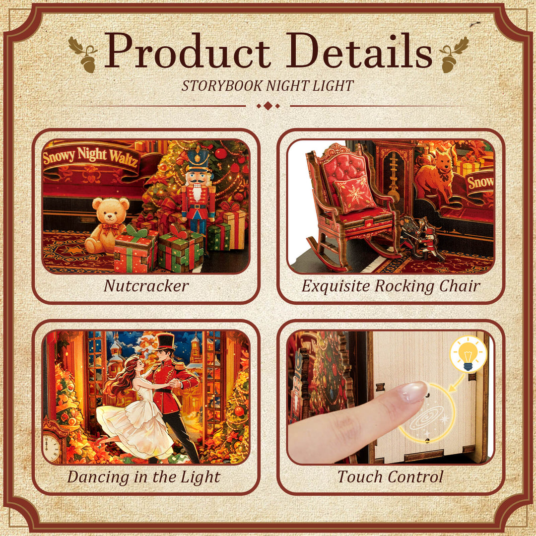 Snowy Night Waltz – DIY Wooden Book Nook Lamp Craft Kit