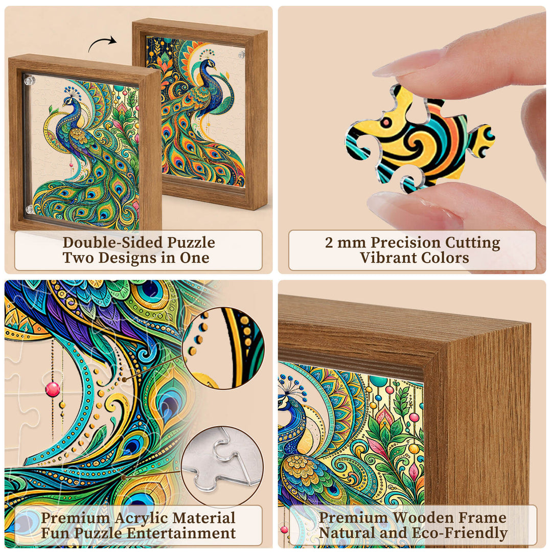 Double-Sided Acrylic Puzzle - Peacock Majesty