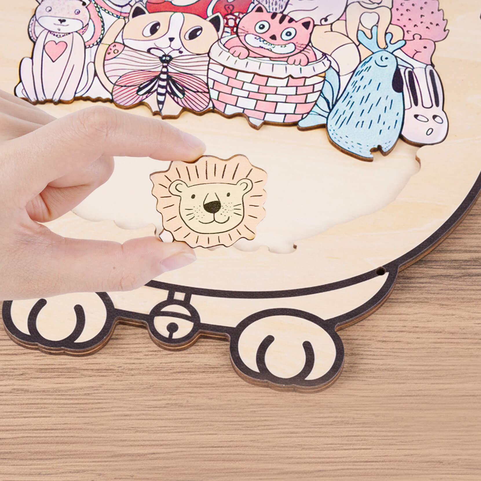 Puzzle en bois en forme d'animal mignon pour bébé