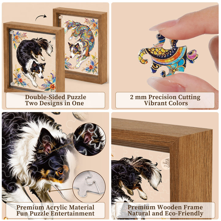 Double Sided Acrylic Jigsaw - Kaleidoscopic Puppy