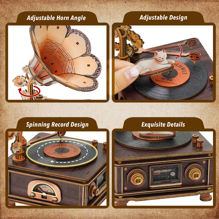 Nostalgic Cats – DIY Wooden Music Box, 3D Puzzle Craft Kit