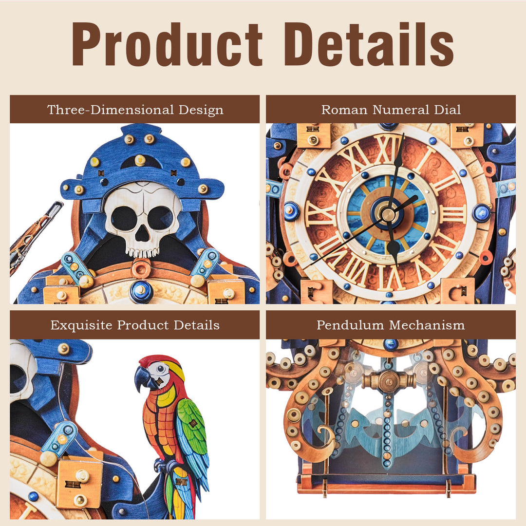 Octopus Sea Monster  – DIY Wooden Clock, 3D Puzzle Craft Kit