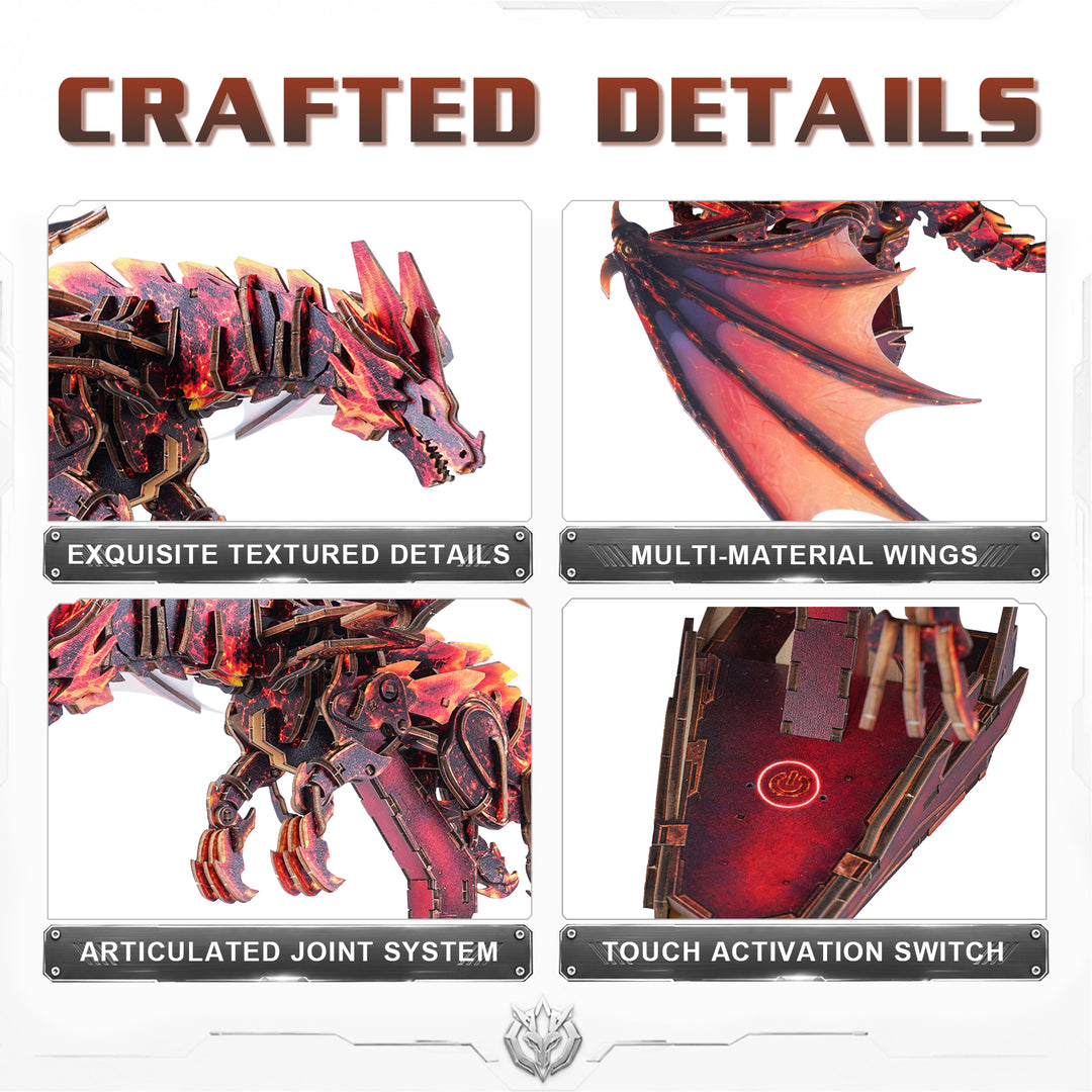 3D Wooden Mechanical Kit - Crimson Flame Dragon