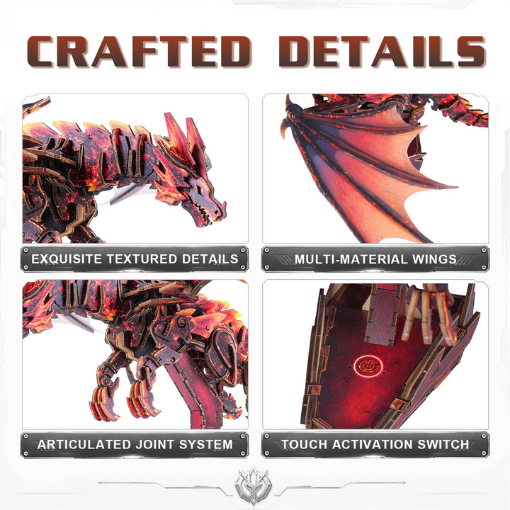 3D Wooden Mechanical Kit - Crimson Flame Dragon