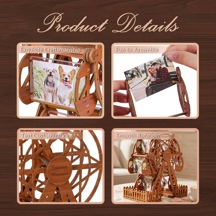Retro Walnut – DIY 3D Wooden Photo Frame Ferris Wheel