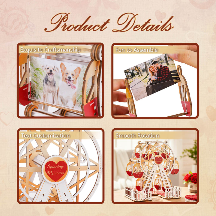 Romantic Red Gold – DIY 3D Wooden Photo Frame Ferris Wheel