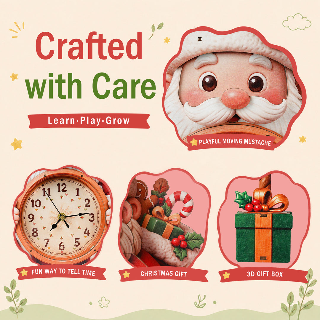 Santa Claus – DIY Wooden Clock, 3D Puzzle Craft Kit