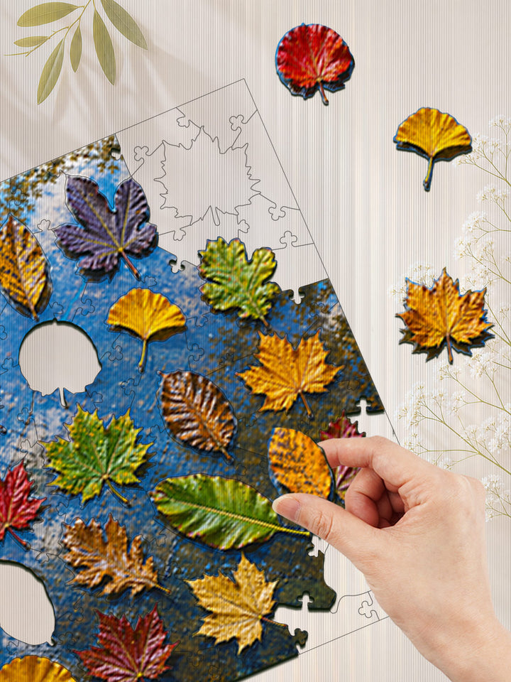 Wet Autumn Leaves - Morphing Lenticular Puzzle