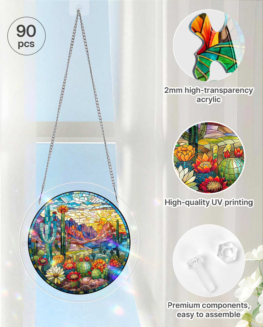 Acrylic Jigsaw Puzzle Suncatcher - Desert Sunrise