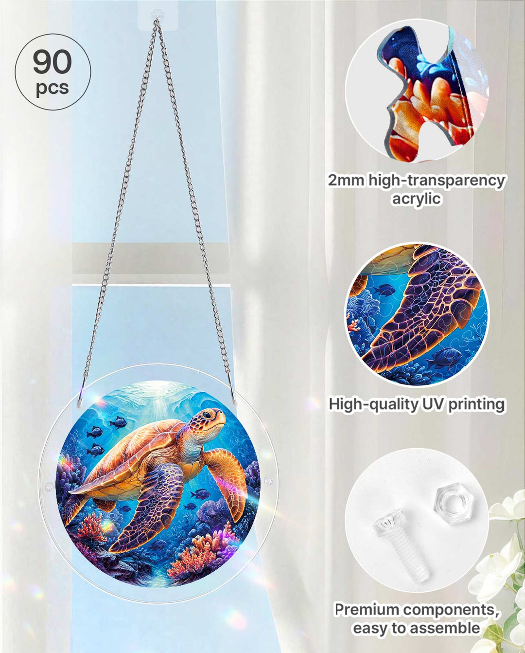 Acryl-Puzzle-Sonnenfänger – Sternenmeer-Schildkröte
