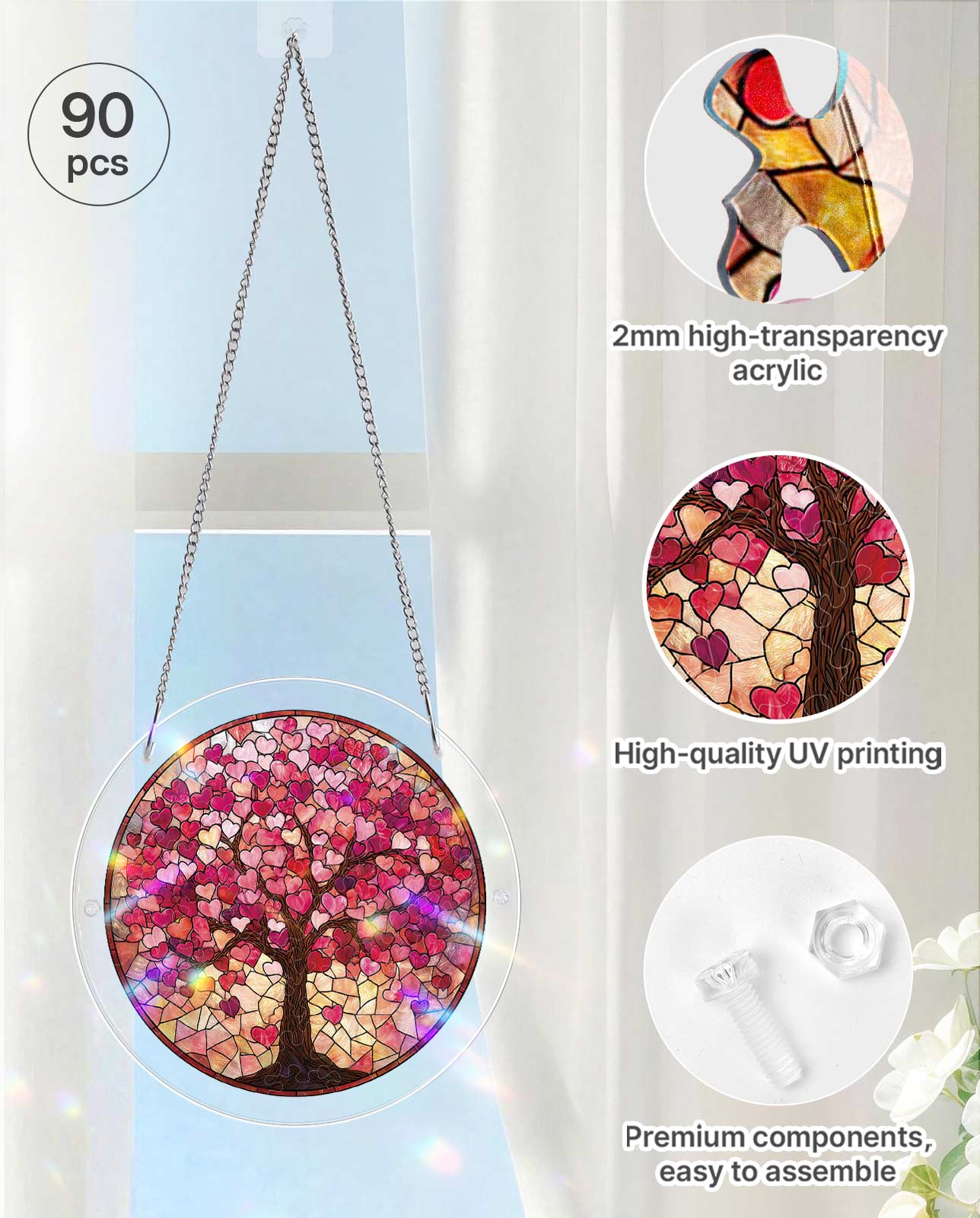 Attrape-soleil puzzle en acrylique - Branches d’amour
