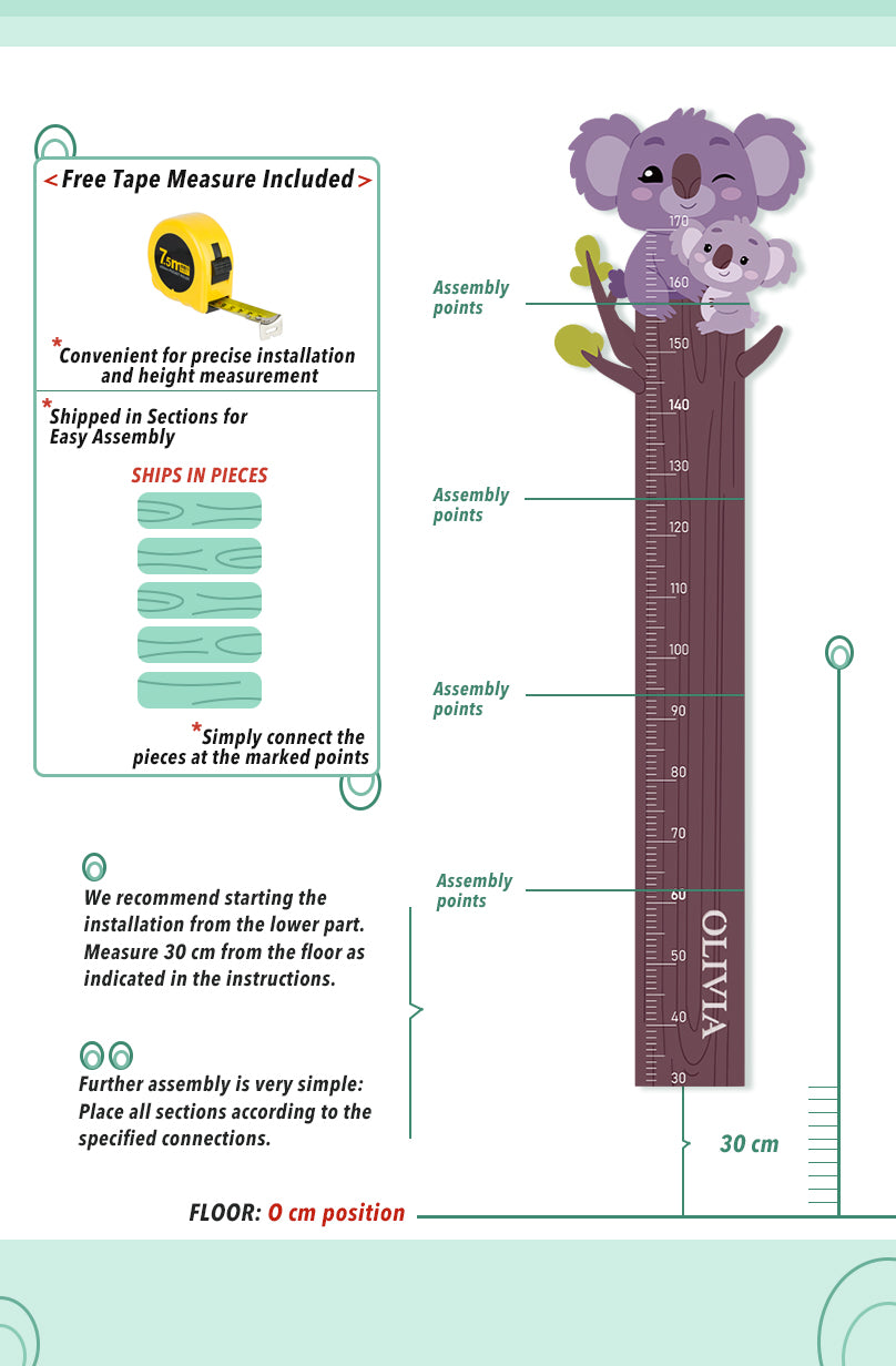 Personalized Wooden Koala Growth Chart Ruler