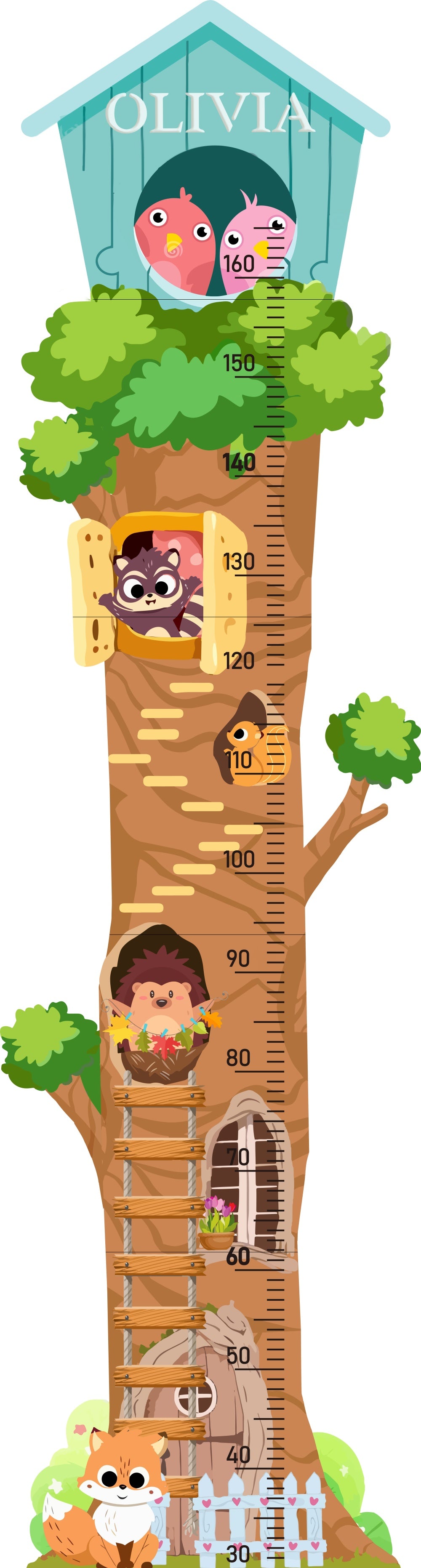 Personalized Wooden Treehouse Growth Chart Ruler