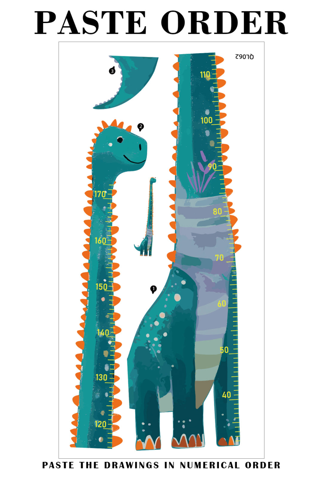 Autocollant mural toise dinosaure amical