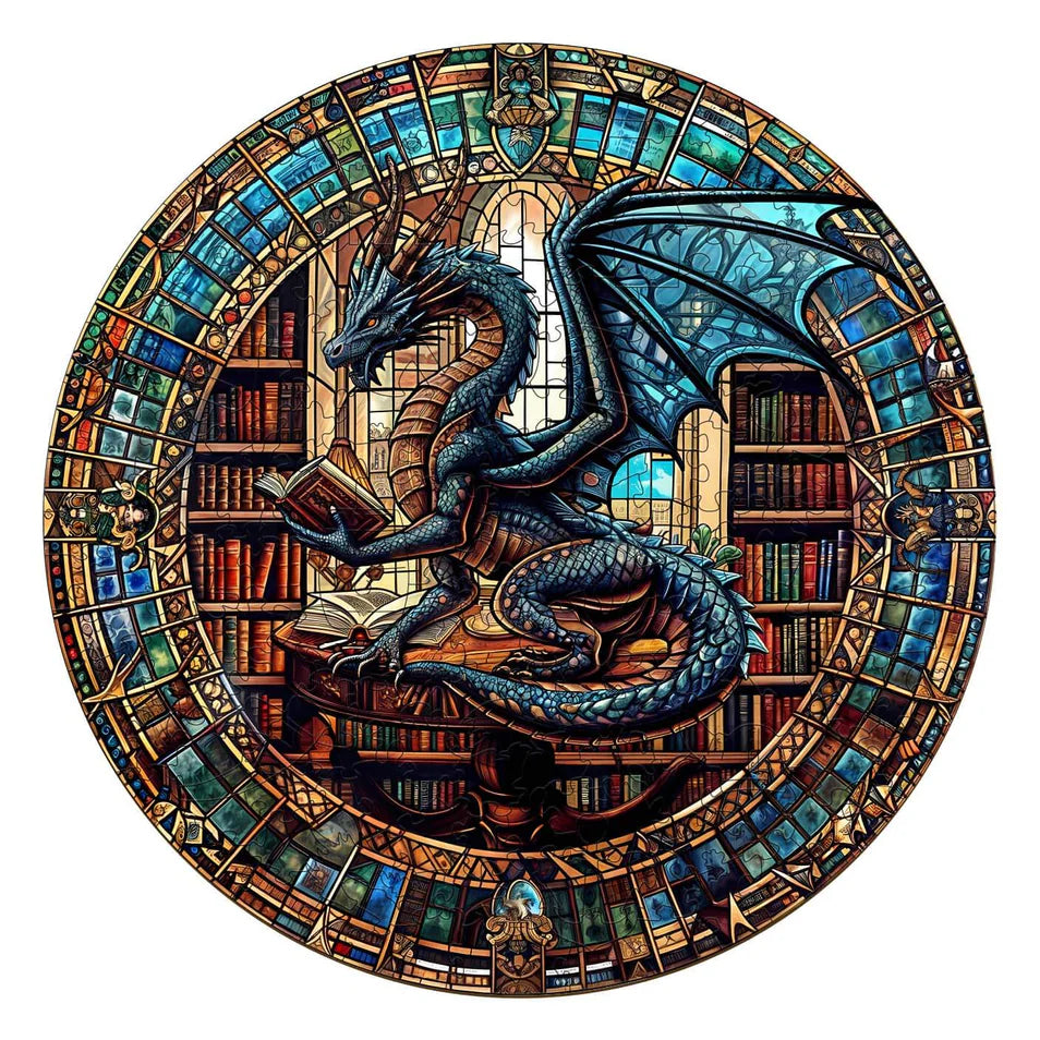 The Dragon's Library Wooden Jigsaw Puzzle - Woodbests