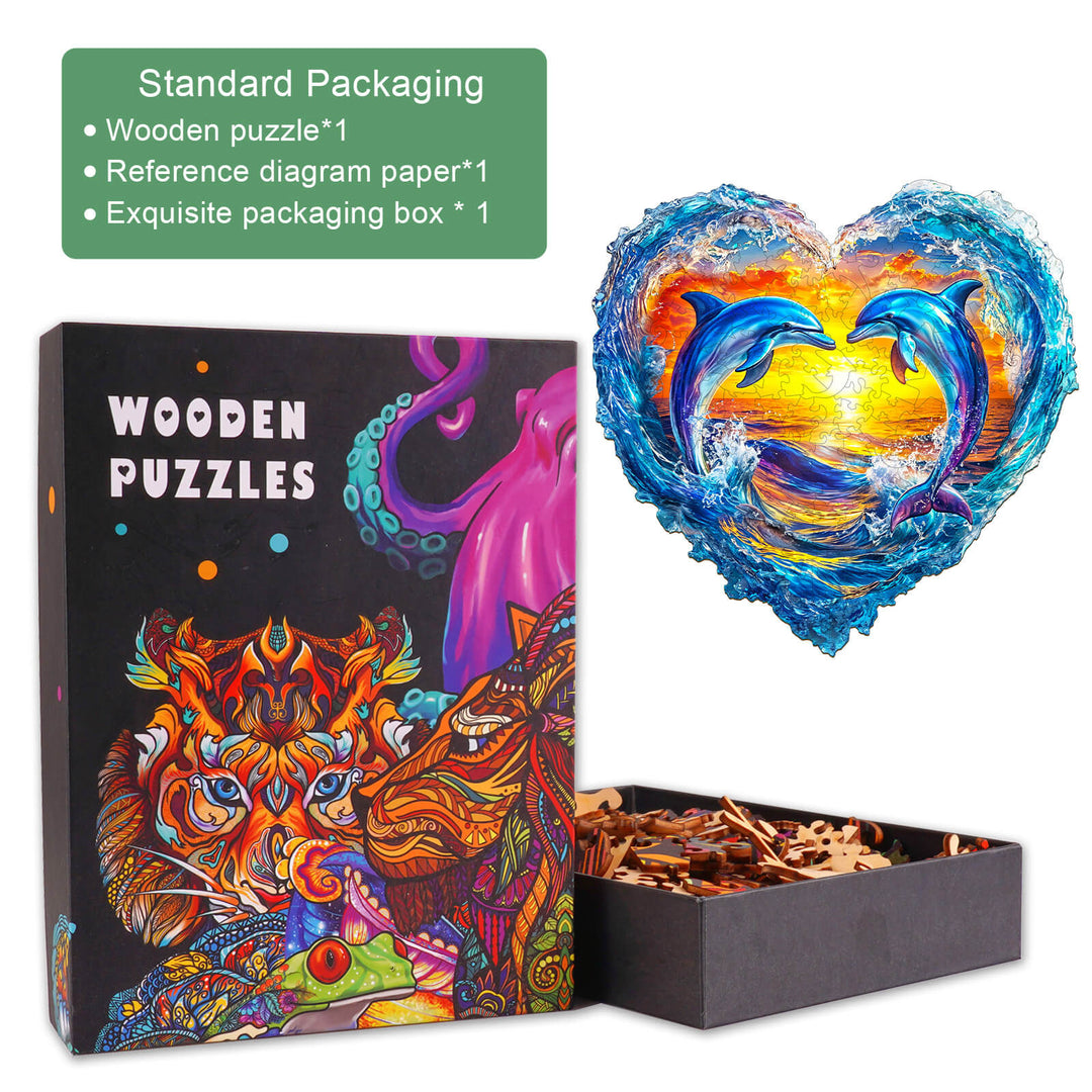 3D Heartfelt Dolphins Wooden Jigsaw Puzzle