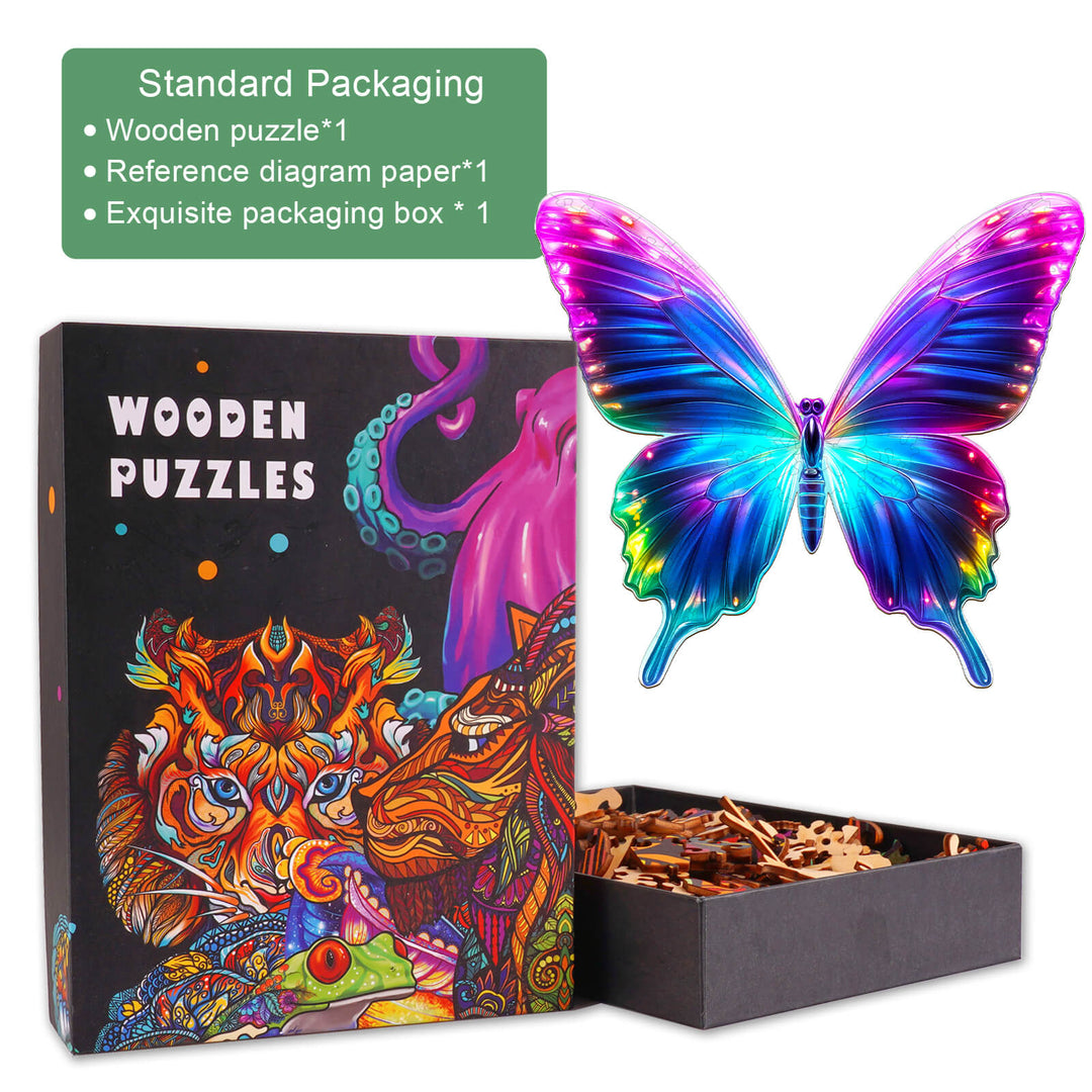 Fluorescent Butterfly Wooden Jigsaw Puzzle