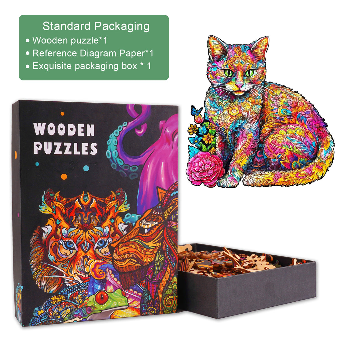 Naughty Cat Wooden Jigsaw Puzzle-Woodbests