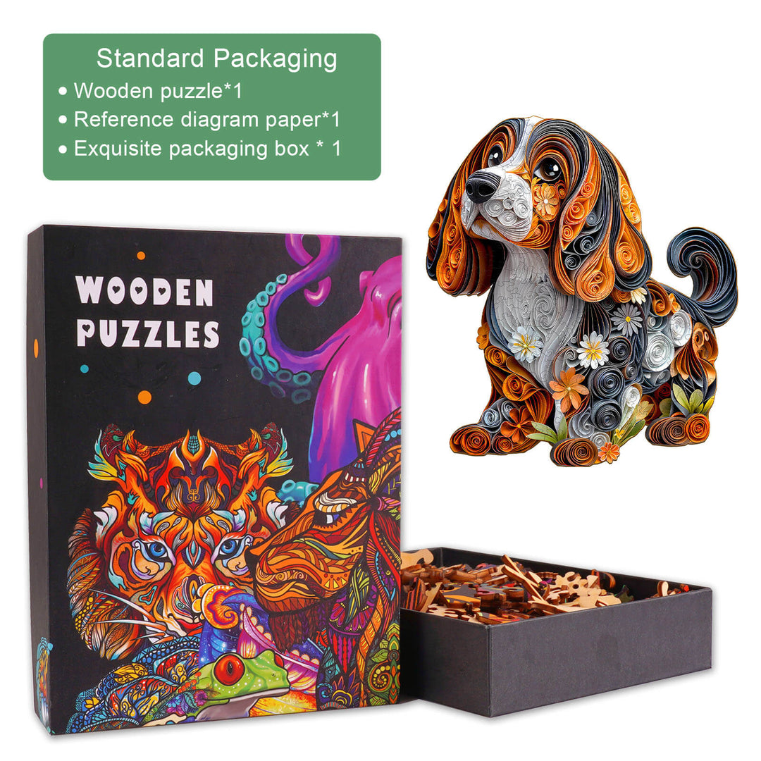 3D paper dachshund  Wooden Jigsaw Puzzle