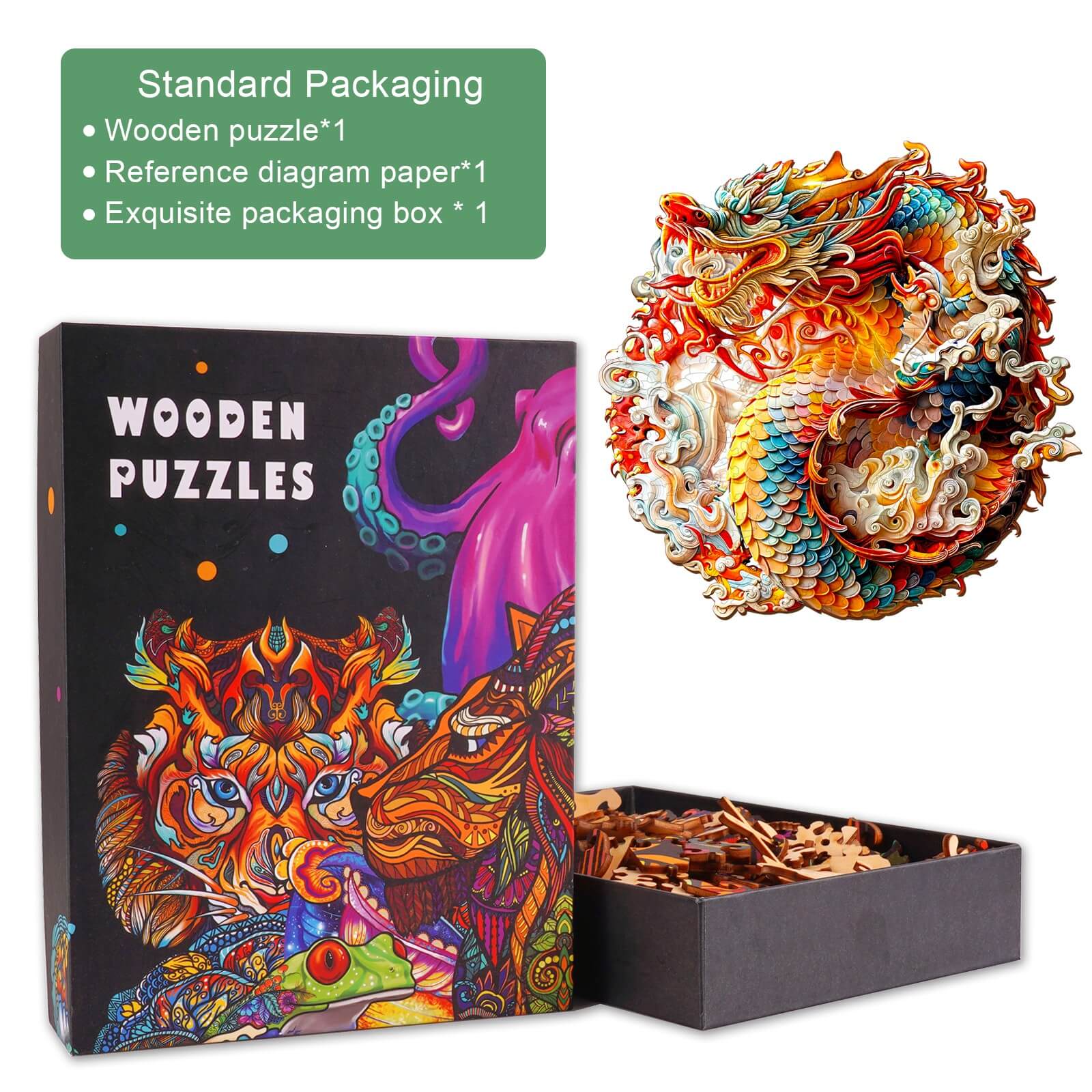 3D Chinese Dragon-1 Wooden Jigsaw Puzzle