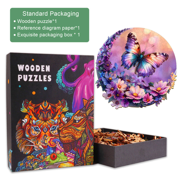 Butterfly and Moon-2 Wooden Jigsaw Puzzle