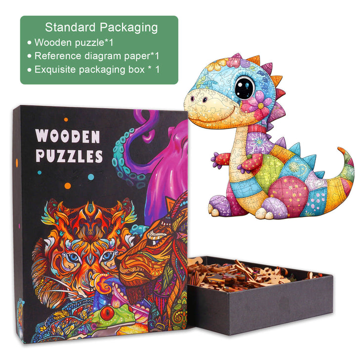 Patchwork Dinosaur Wooden Jigsaw Puzzle