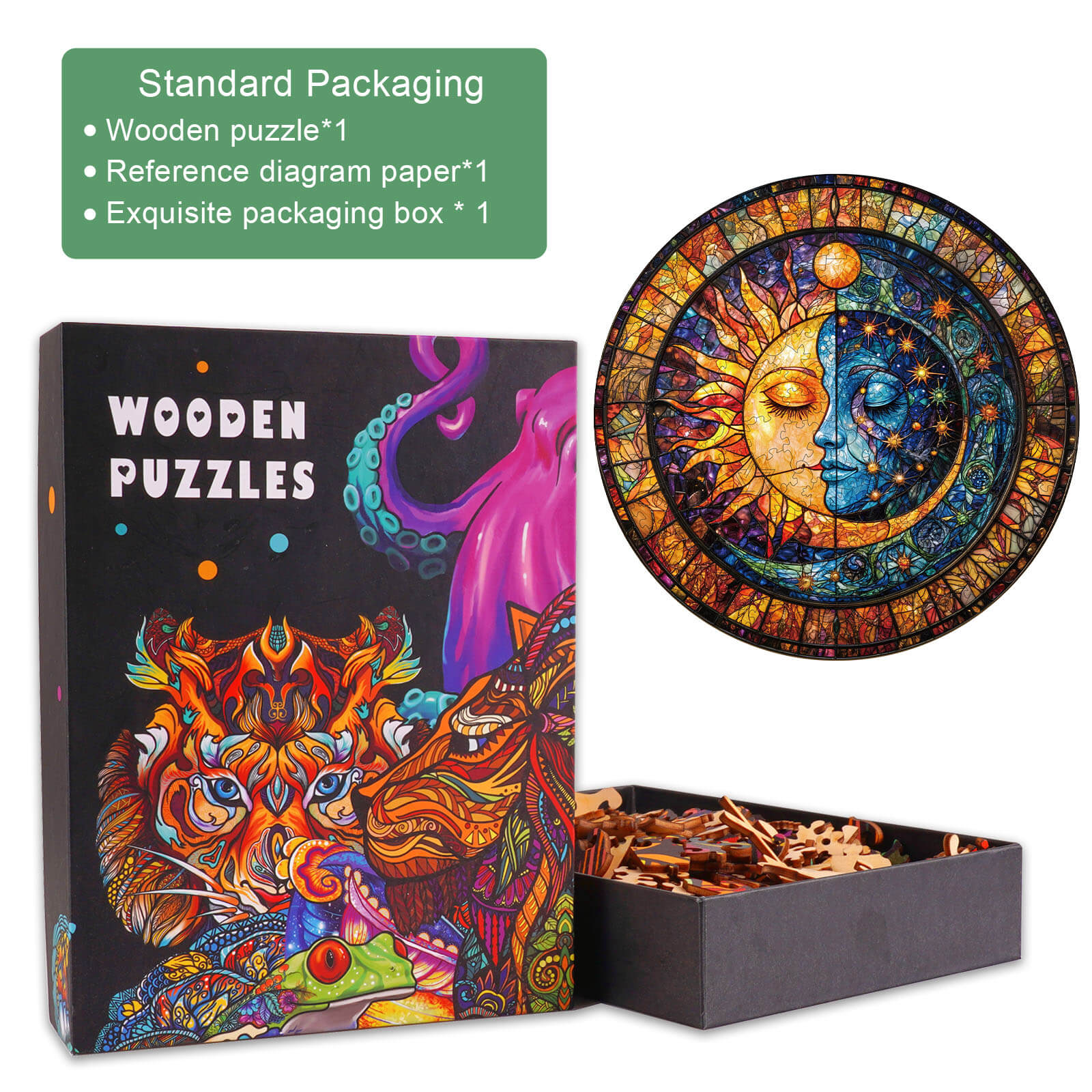 Sun and Moon Harmony Wooden Jigsaw Puzzle