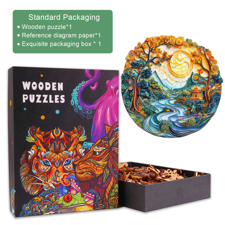 3D Colored Paper Sculpture Landscape Wooden Jigsaw Puzzle