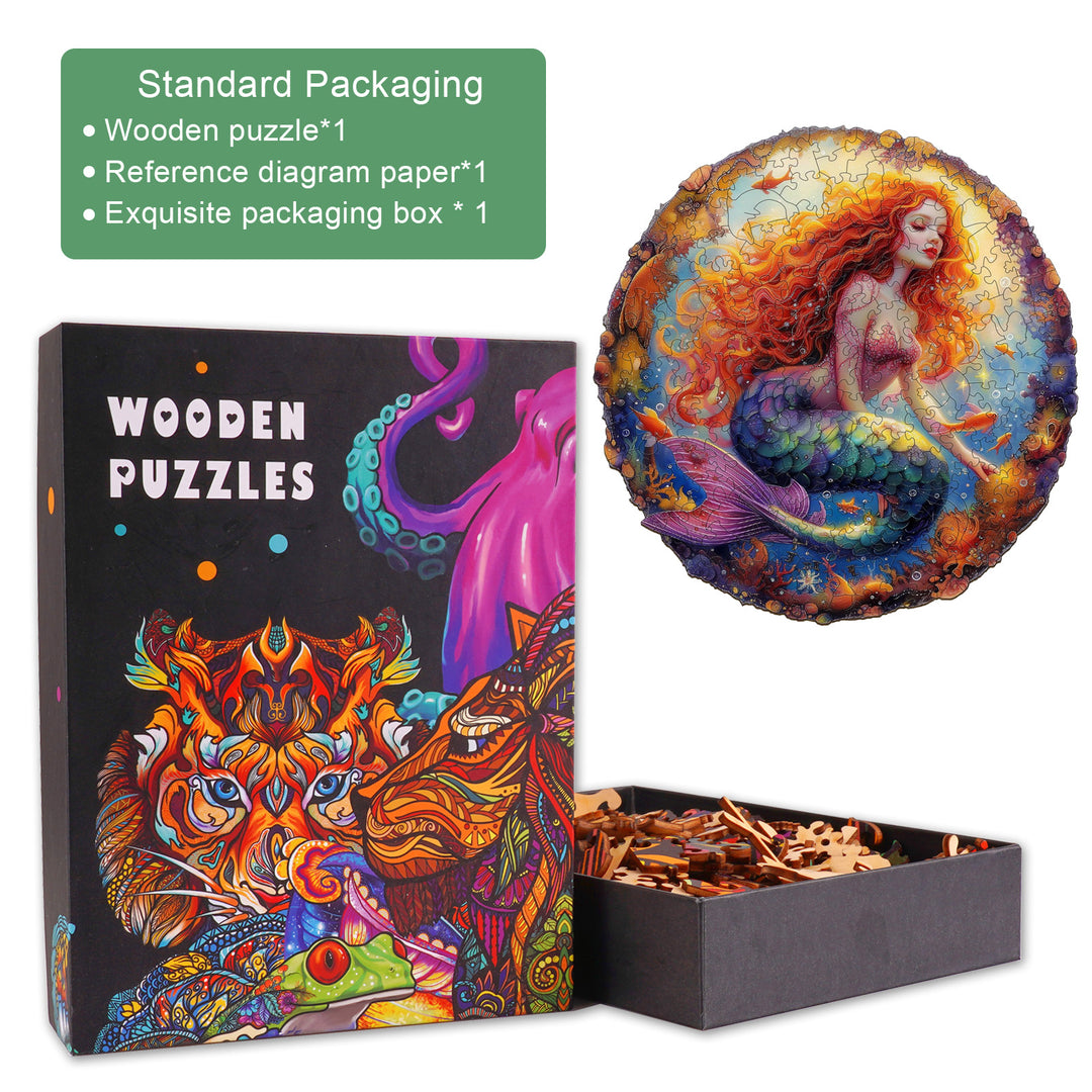 Elegant Mermaid Wooden Jigsaw Puzzle-Woodbests