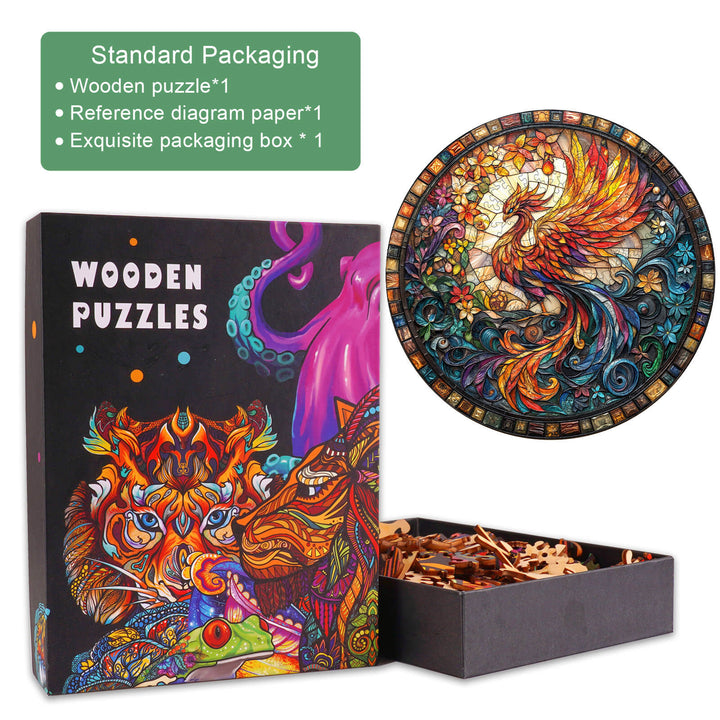 Stained Glass Phoenix-2 Wooden Jigsaw Puzzle - Woodbests