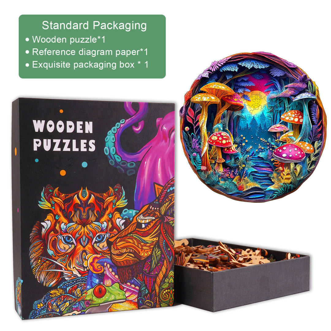 3D Colorful Paper Sculpture Mushroom Wooden Jigsaw Puzzle