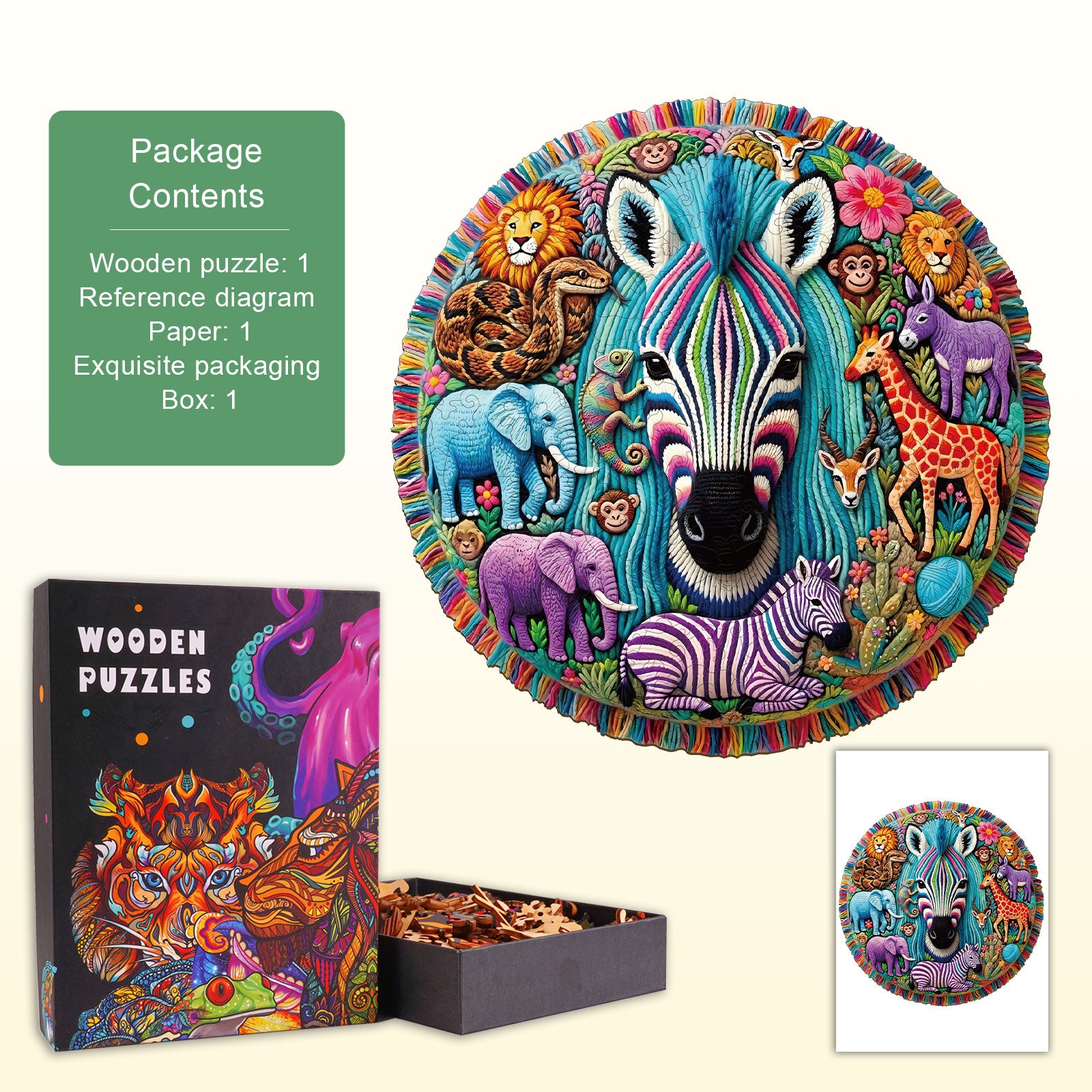 Color Safari Wooden Jigsaw Puzzle