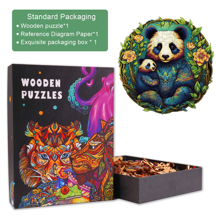 Panda Family 2 Wooden Jigsaw Puzzle-Woodbests