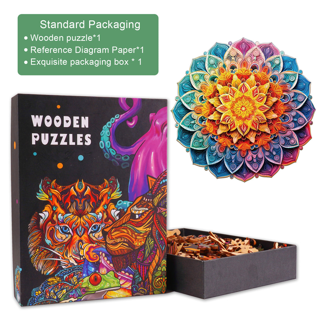 Mandala Mirror Wooden Jigsaw Puzzle-Woodbests