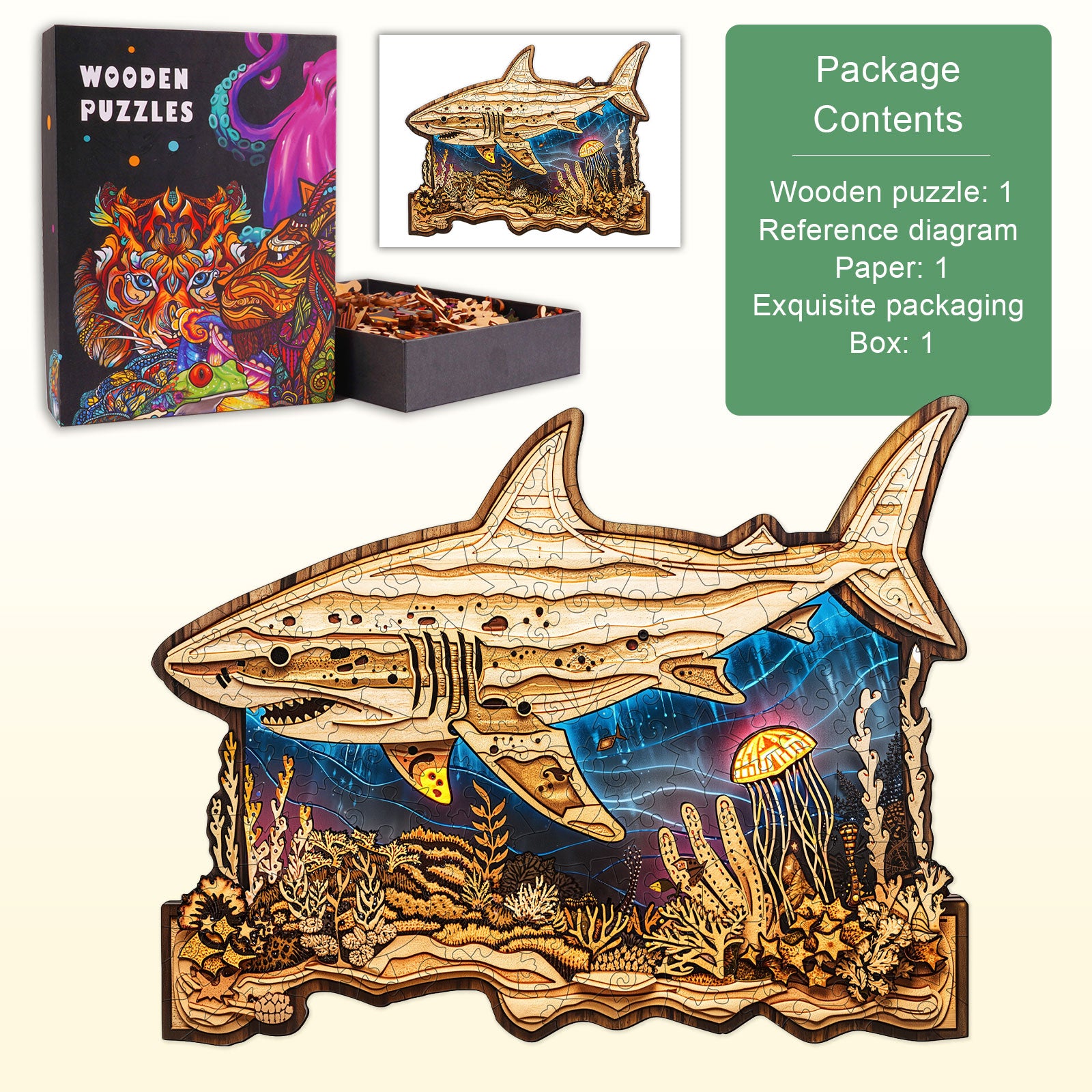 Woodcarved Shark Wooden Jigsaw Puzzle