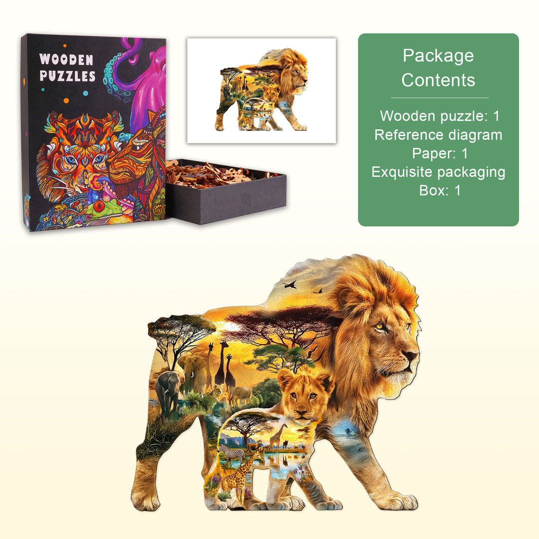 African lions Wooden Jigsaw Puzzle
