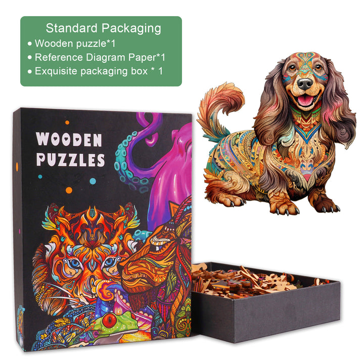 Long-haired Dachshund 1 Wooden Jigsaw Puzzle-Woodbests
