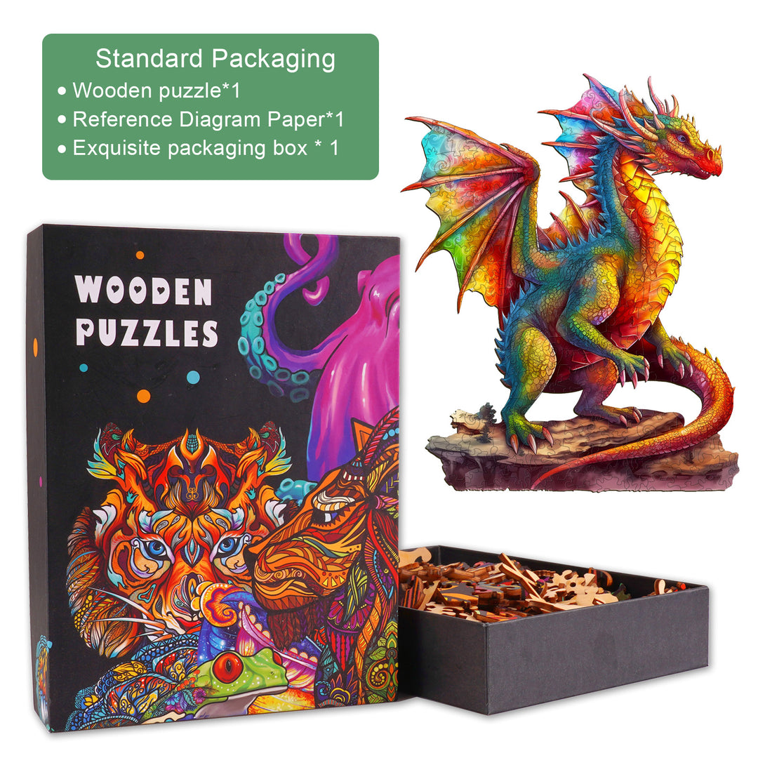 Colorful Dragon 2 Wooden Jigsaw Puzzle-Woodbests