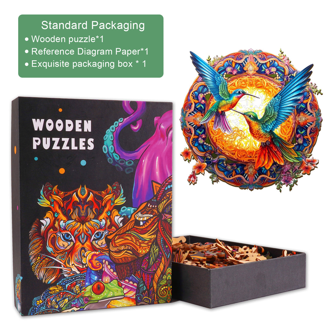 Mandala & Hummingbirds Wooden Jigsaw Puzzle