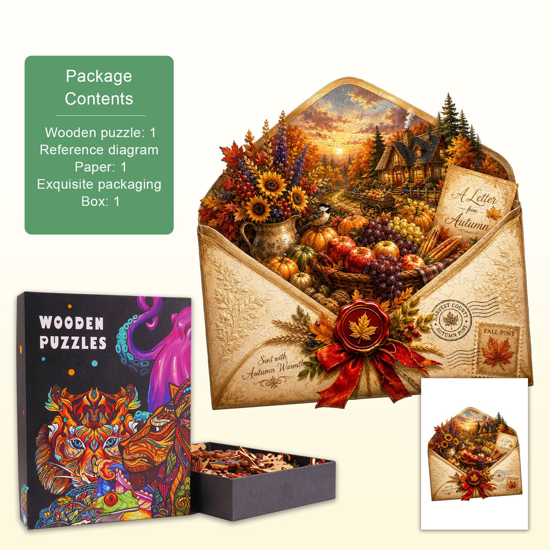 Autumn Letters Wooden Jigsaw Puzzle
