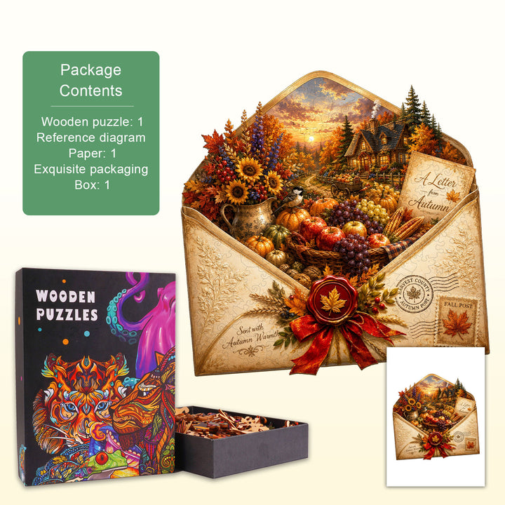 Autumn Letters Wooden Jigsaw Puzzle