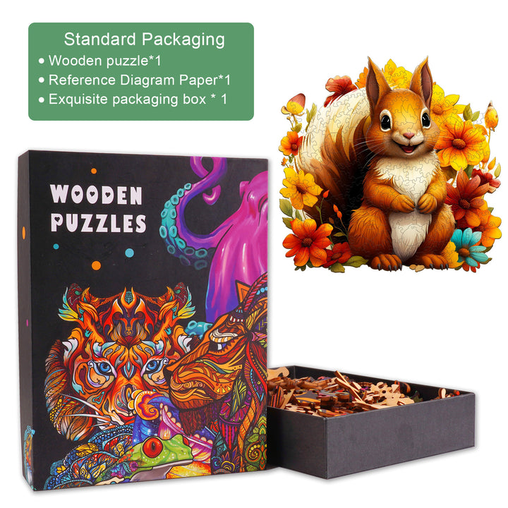 Smiling Squirrel Wooden Jigsaw Puzzle-Woodbests