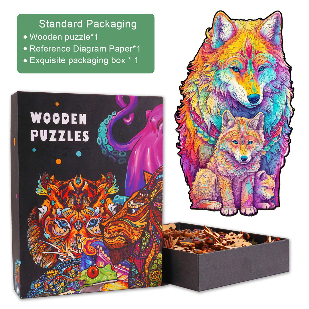 Wolf Family-2 Wooden Jigsaw Puzzle-Woodbests