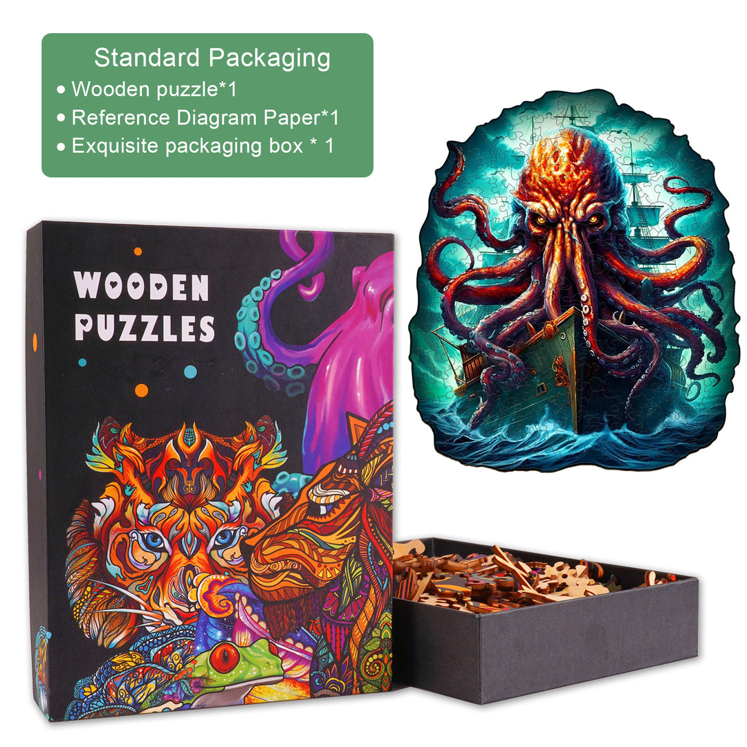 Octopus Monster Wooden Jigsaw Puzzle-Woodbests