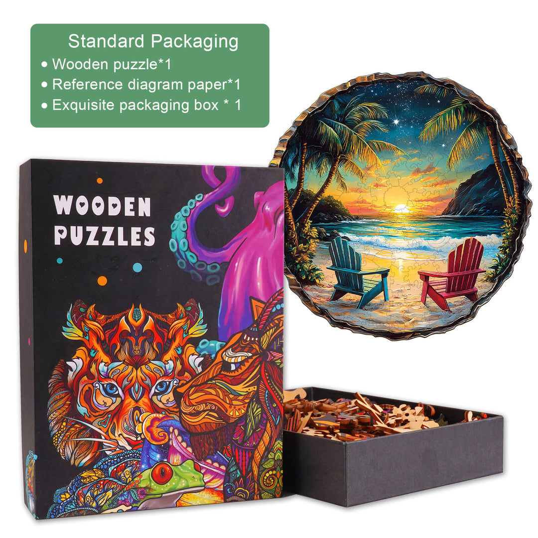 3D Sunset Beach Wooden Jigsaw Puzzle