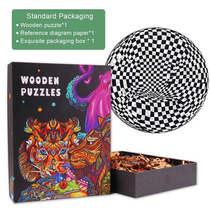 Checkerboard Pop Art Wooden Jigsaw Puzzle