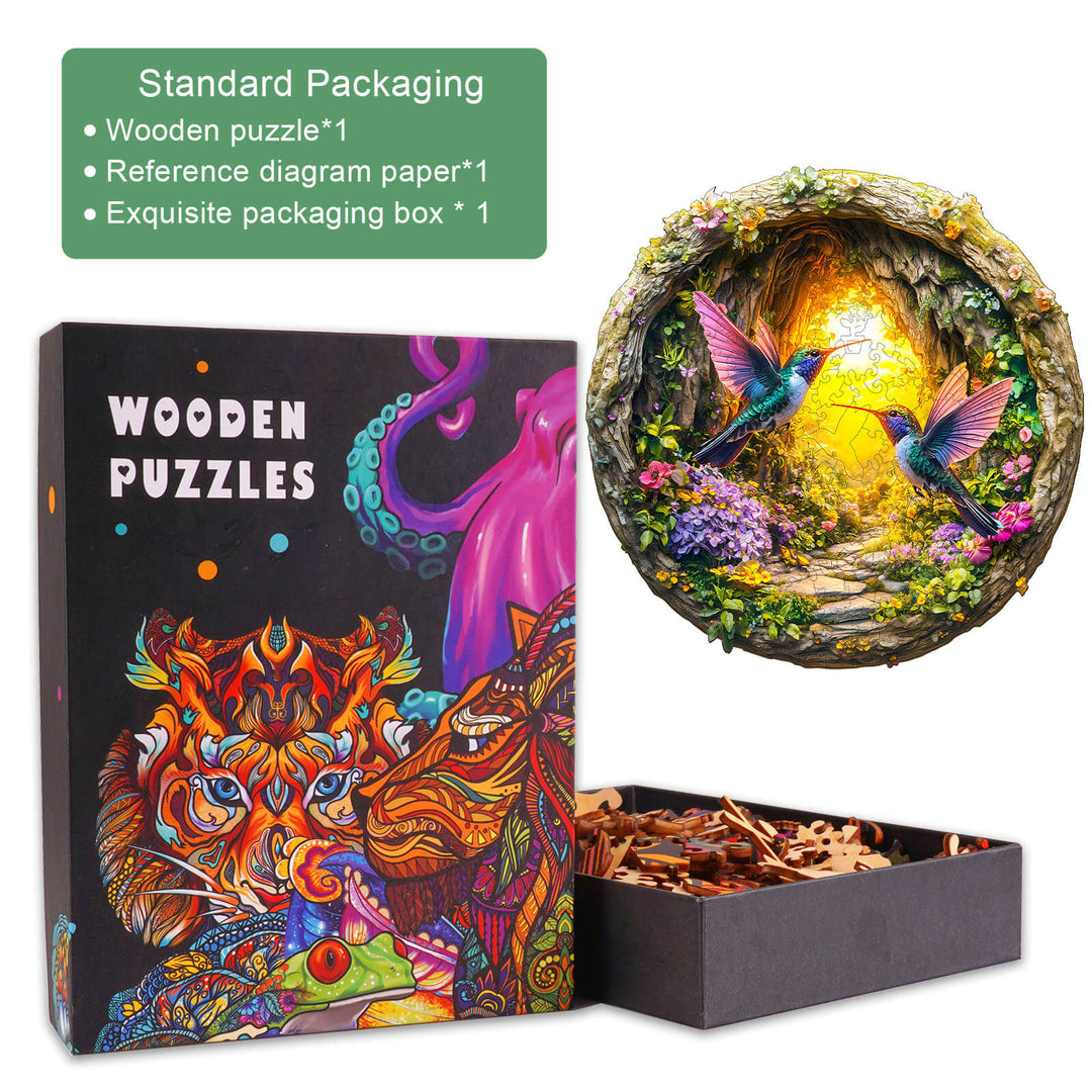 3D Hummingbird in the Cave-1 Hummingbird Wooden Jigsaw Puzzle