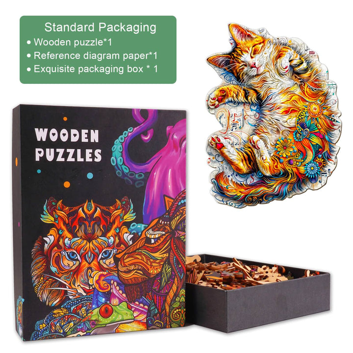 Sleeping Cat-2 Wooden Jigsaw Puzzle - Woodbests