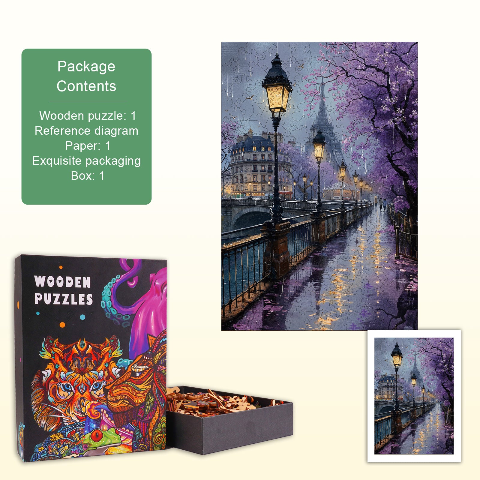 Paris In The Rain Wooden Jigsaw Puzzle