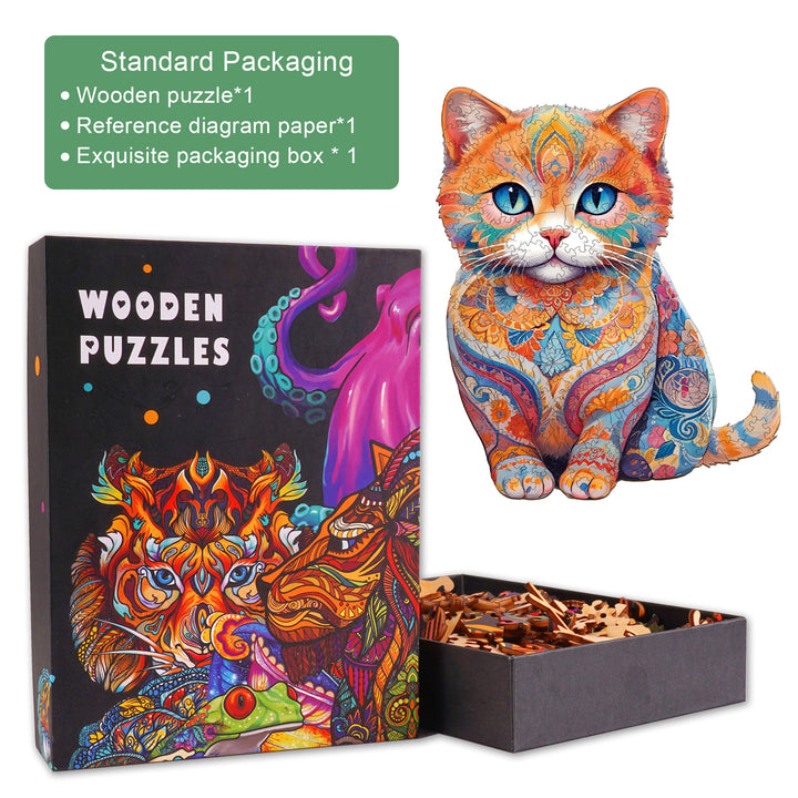Cute Scottish Cat Wooden Jigsaw Puzzle-Woodbests